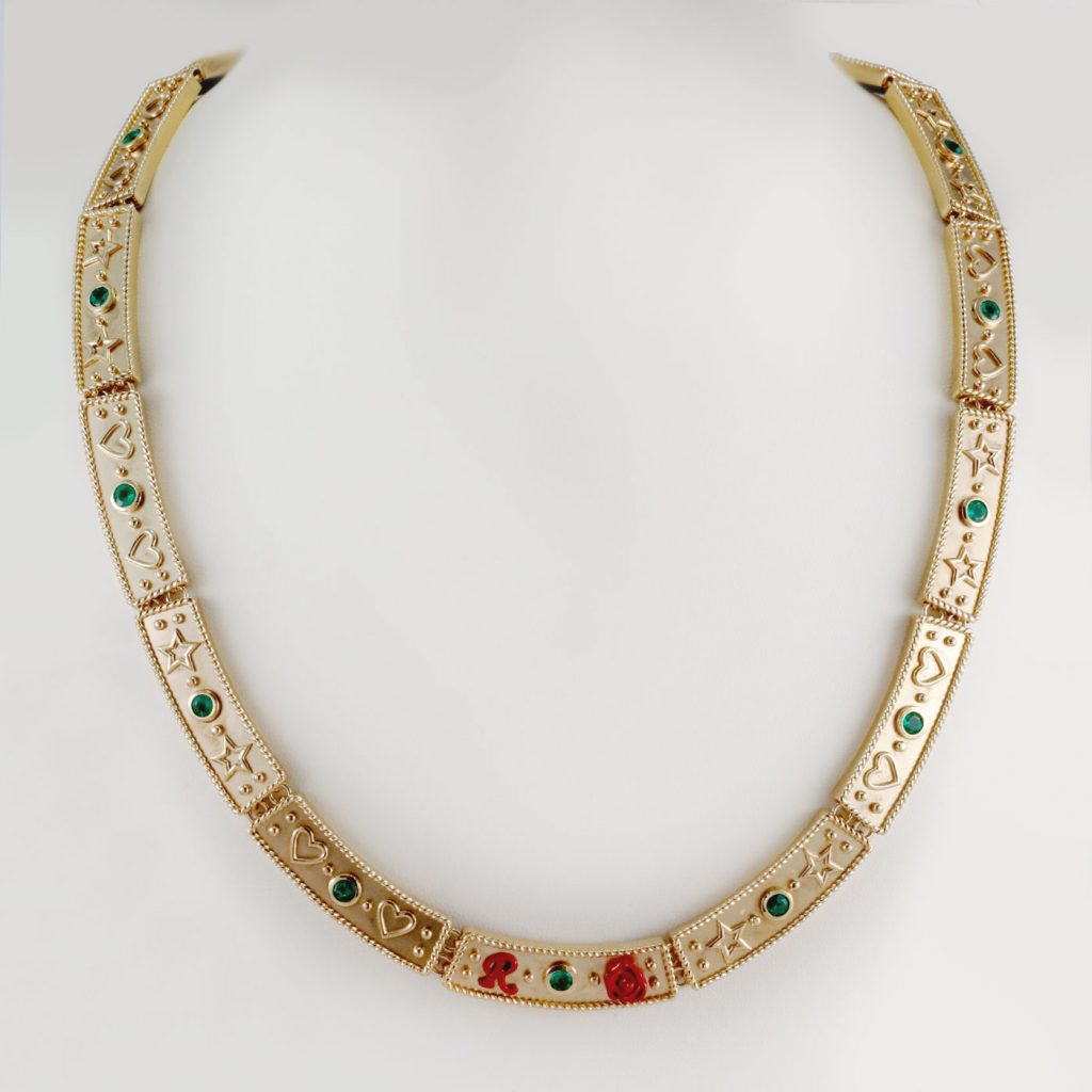 Bespoke Gold emerald necklace