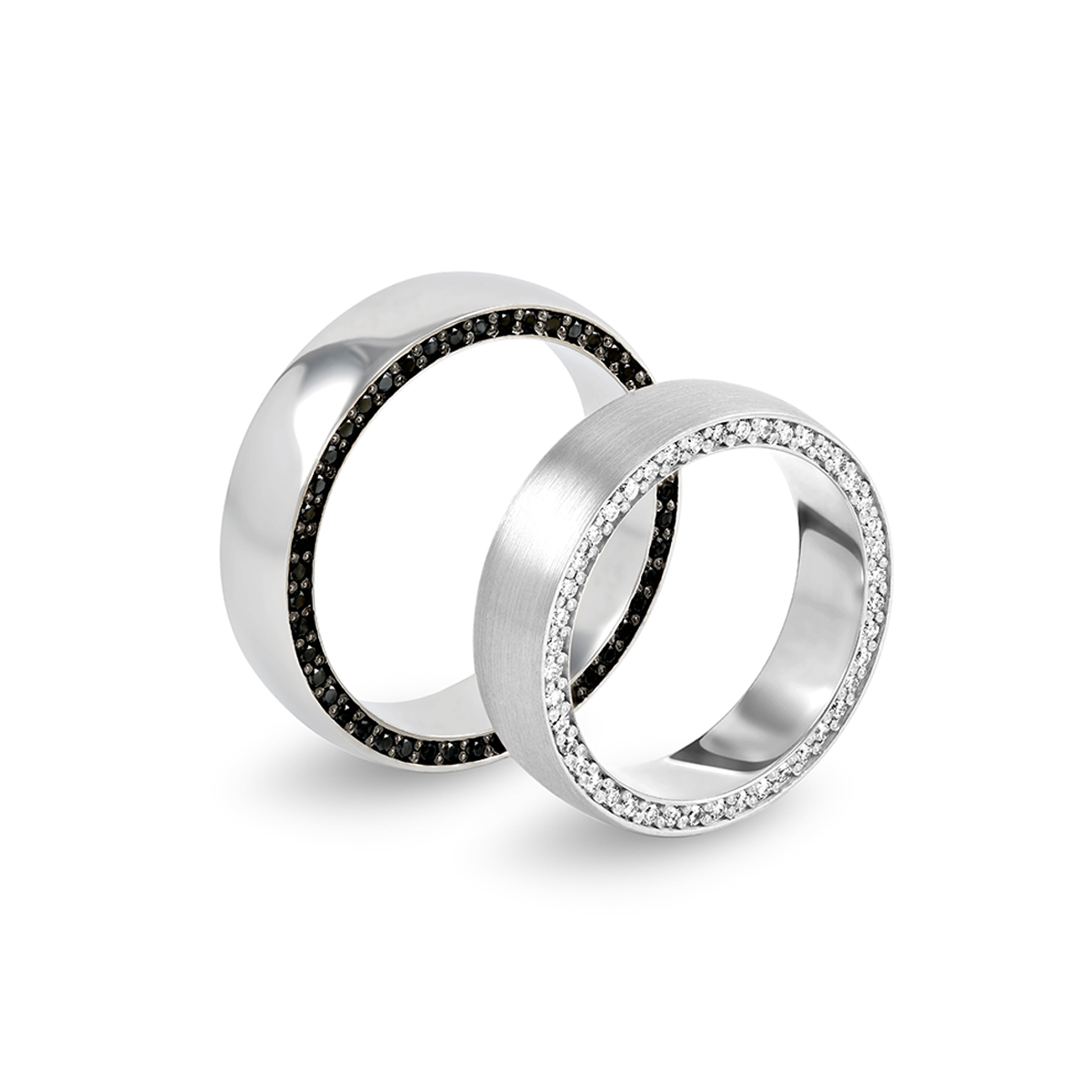 Men s wedding ring with black diamonds side eternity Zmay Jewelry