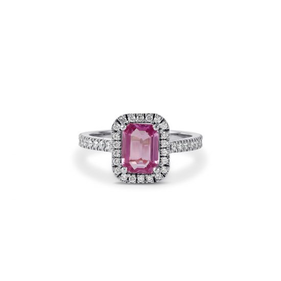 Emerald cut Pink Sapphire Diamond engagement ring | Zmay Jewelry