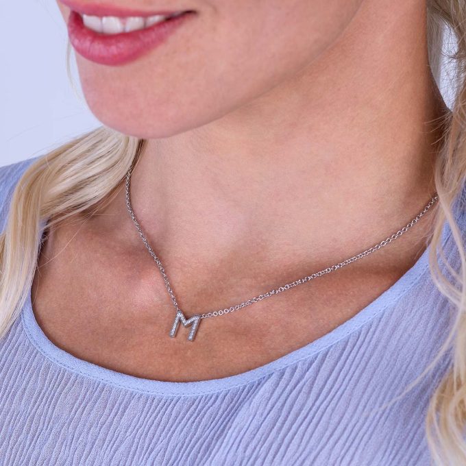 Diamond_initial_necklace_on_model