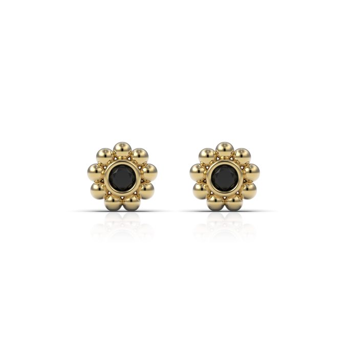 Uhani_Mini_bubbles_s_crnimi_diamanti_rumeno_zlato Black_diamond_mini_bubbles_circle_earrings_yellow_gold