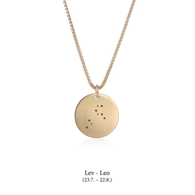 Zodiac_disc_necklace_Leo_yellow_gold