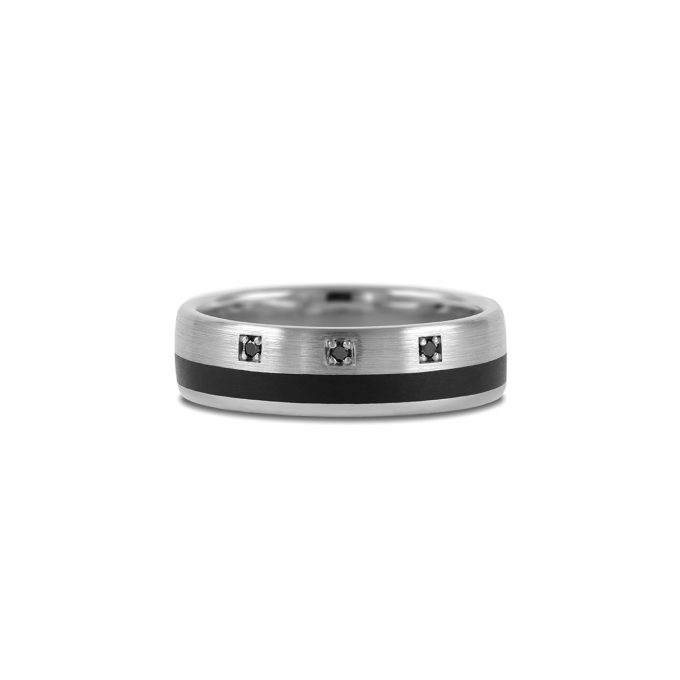 Brushed_Carbon_wedding_ring_with_black_diamonds_white_gold