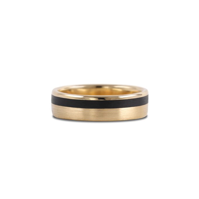 Brushed_Carbon_wedding_ring_yellow_gold