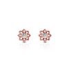 Uhani_cvet_z_diamantom_roza_zlato Diamond_Flower_Earrings_rose_gold