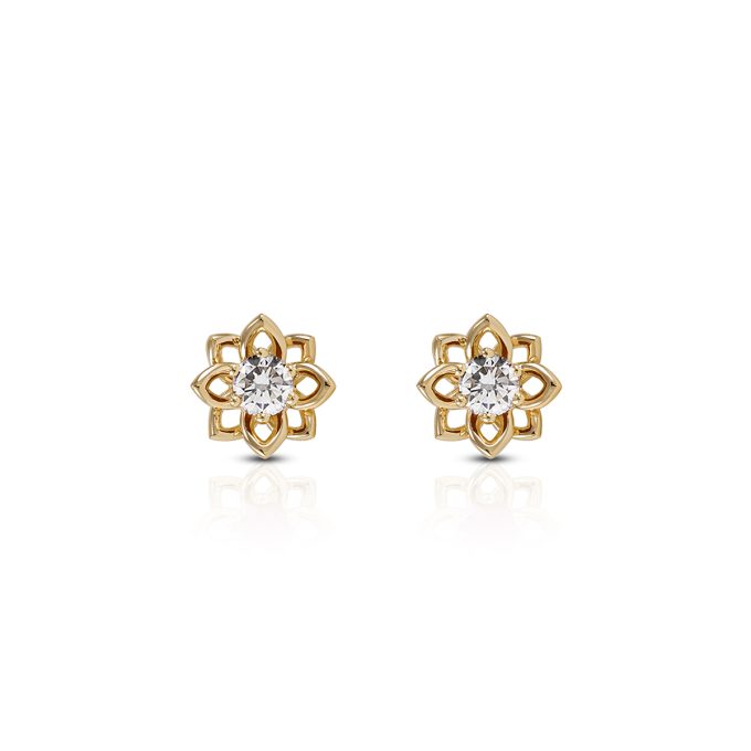 Uhani_cvet_z_diamantom_rumeno_zlato Diamond_Flower_Earrings_yellow_gold