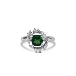 Cushion_Tsavorite_diamond_vine_ring_white_gold