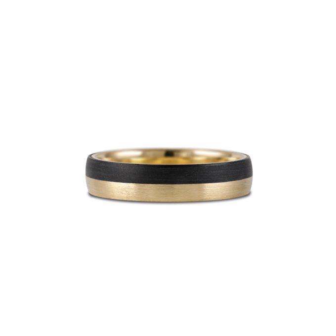 Brushed_Carbon_wedding_ring_two_halves_yellow_gold